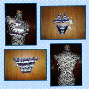 Hobie strappy crochet tie dye bikini swim suit XS